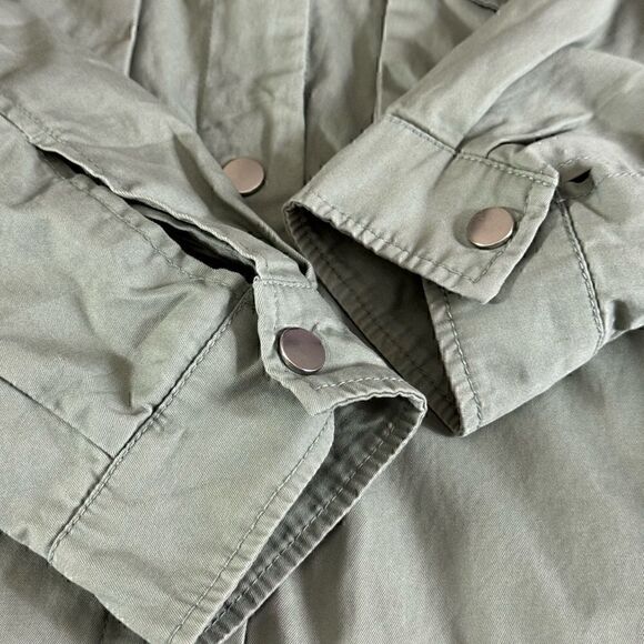 Abercrombie and Fitch shirt womens Sz Small snap front army green shacket cotton - Picture 8 of 11